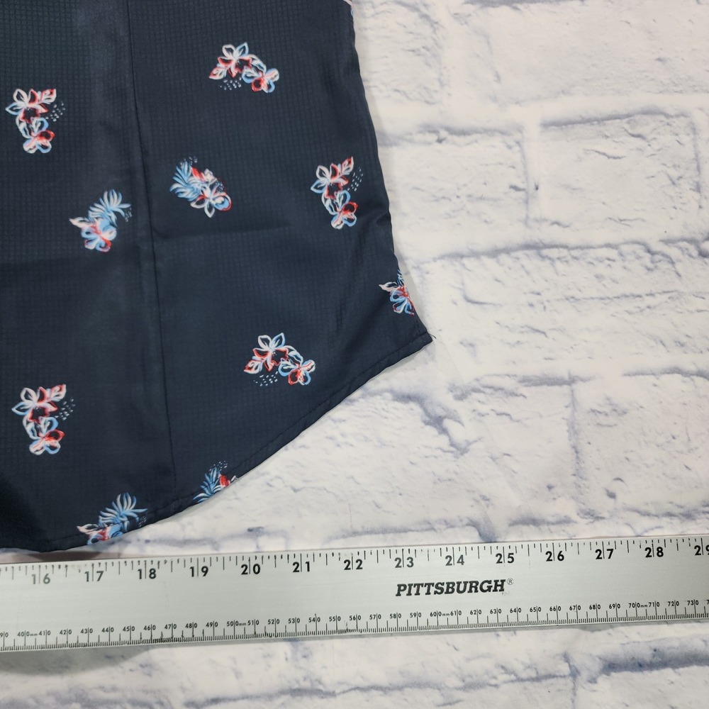 Columbia PFG WOMENS SIZE XL Navy Blue Floral Sleeveless Snap Button Shirt Top - Picture 3 of 9